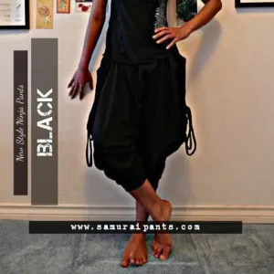 3/4 Style Black Ninja Pants - #068