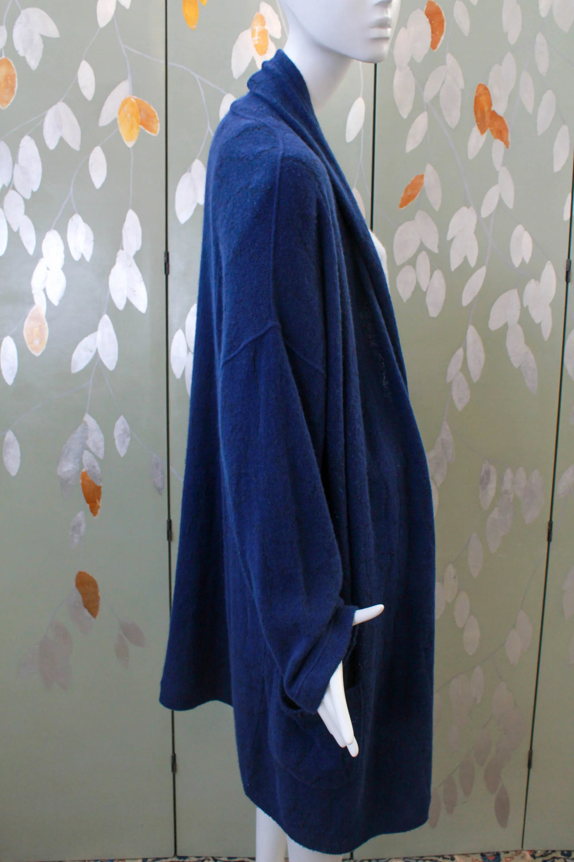 80s Krizia Blue Wool Long Cardigan, Large