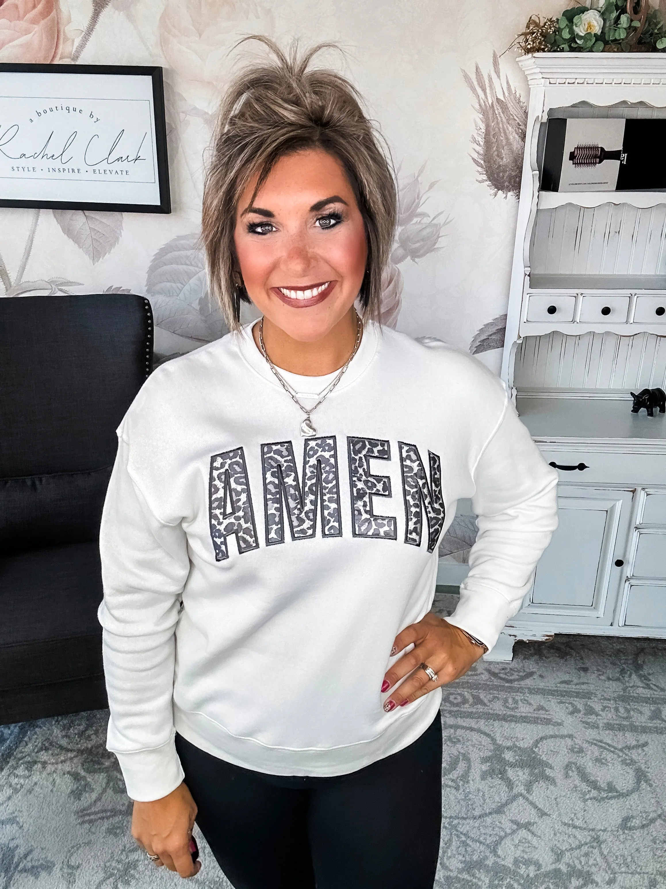 Amen Leopard Applique Sweatshirt