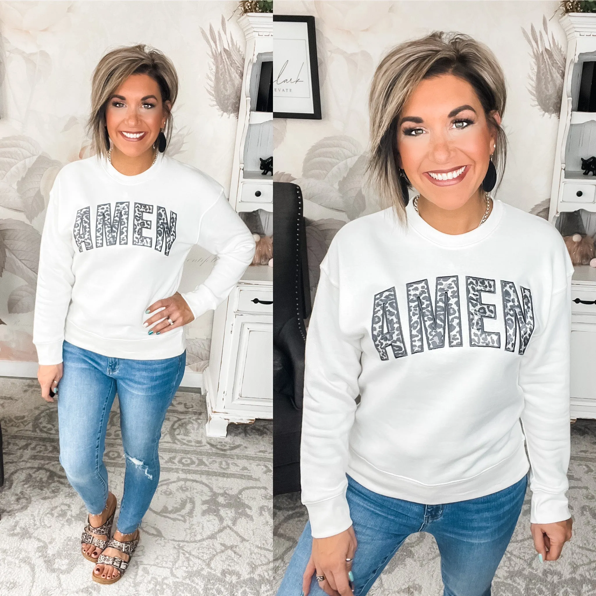 Amen Leopard Applique Sweatshirt