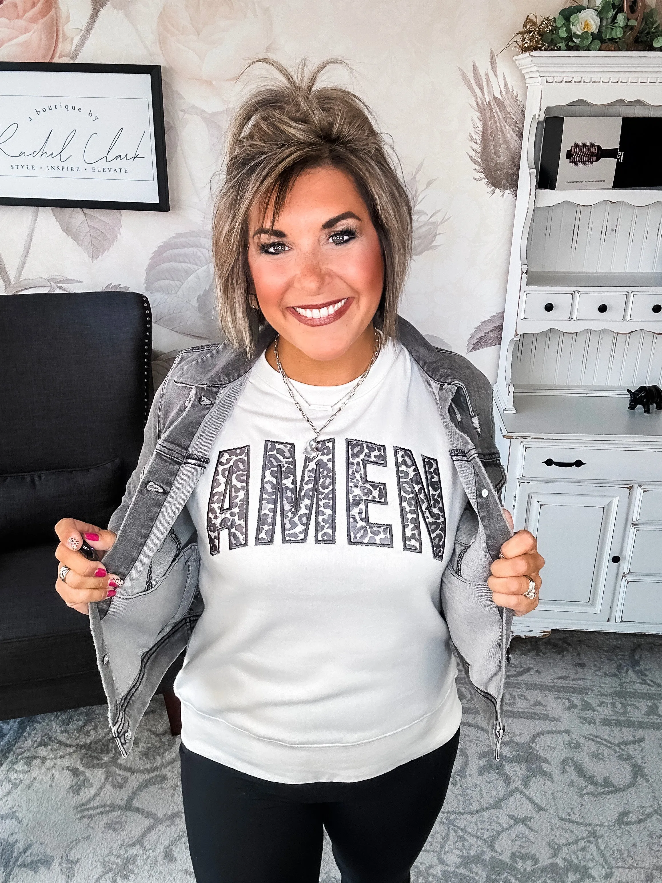 Amen Leopard Applique Sweatshirt