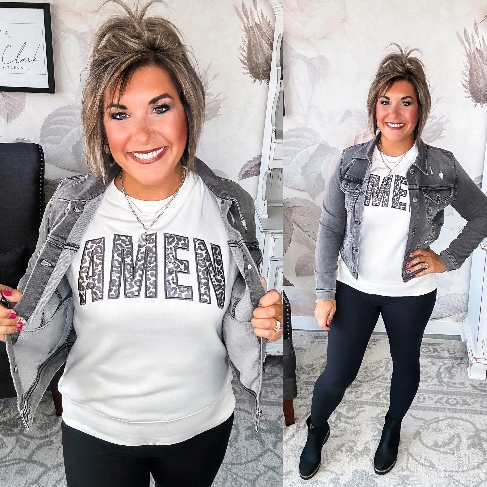 Amen Leopard Applique Sweatshirt