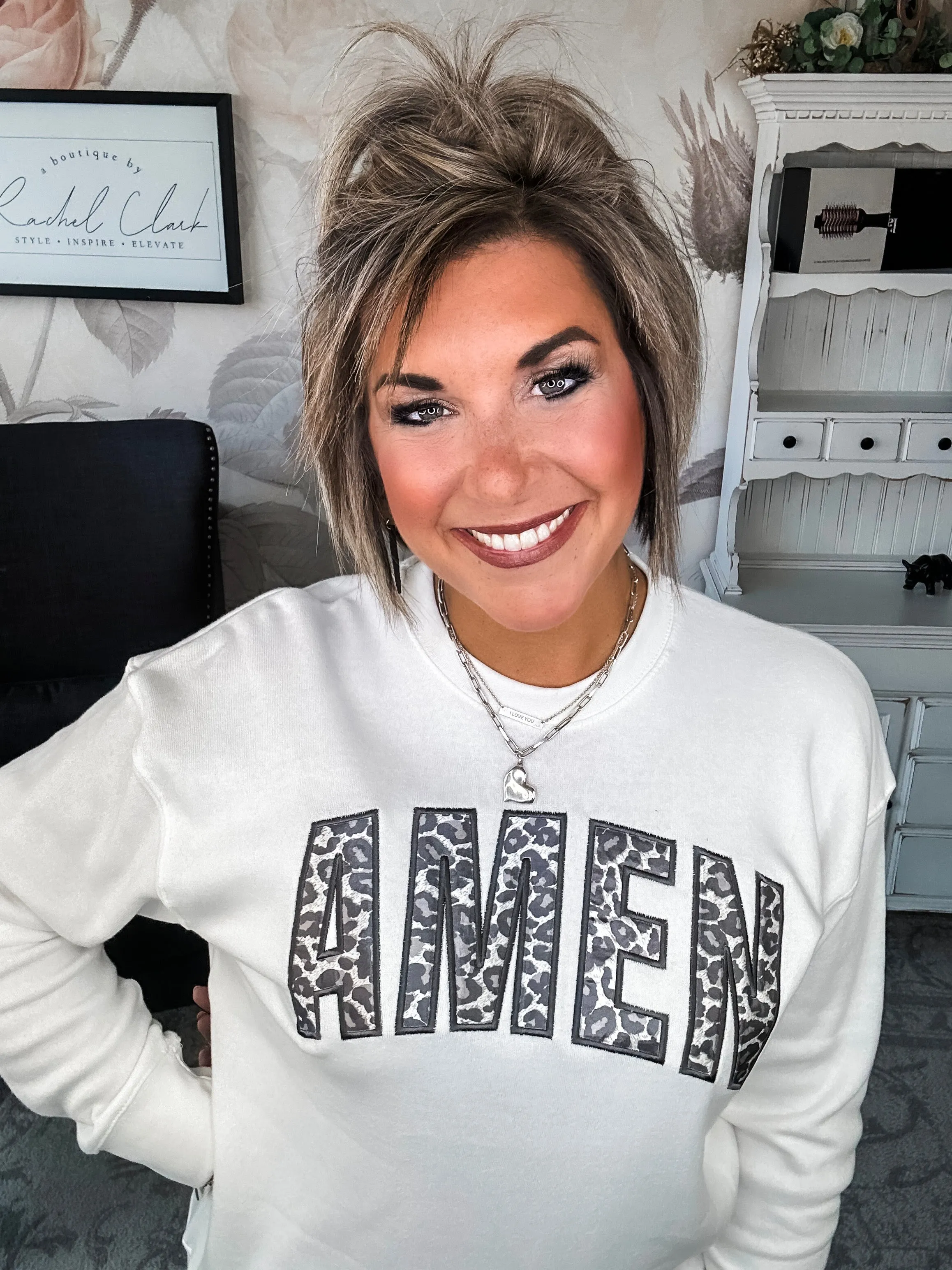 Amen Leopard Applique Sweatshirt