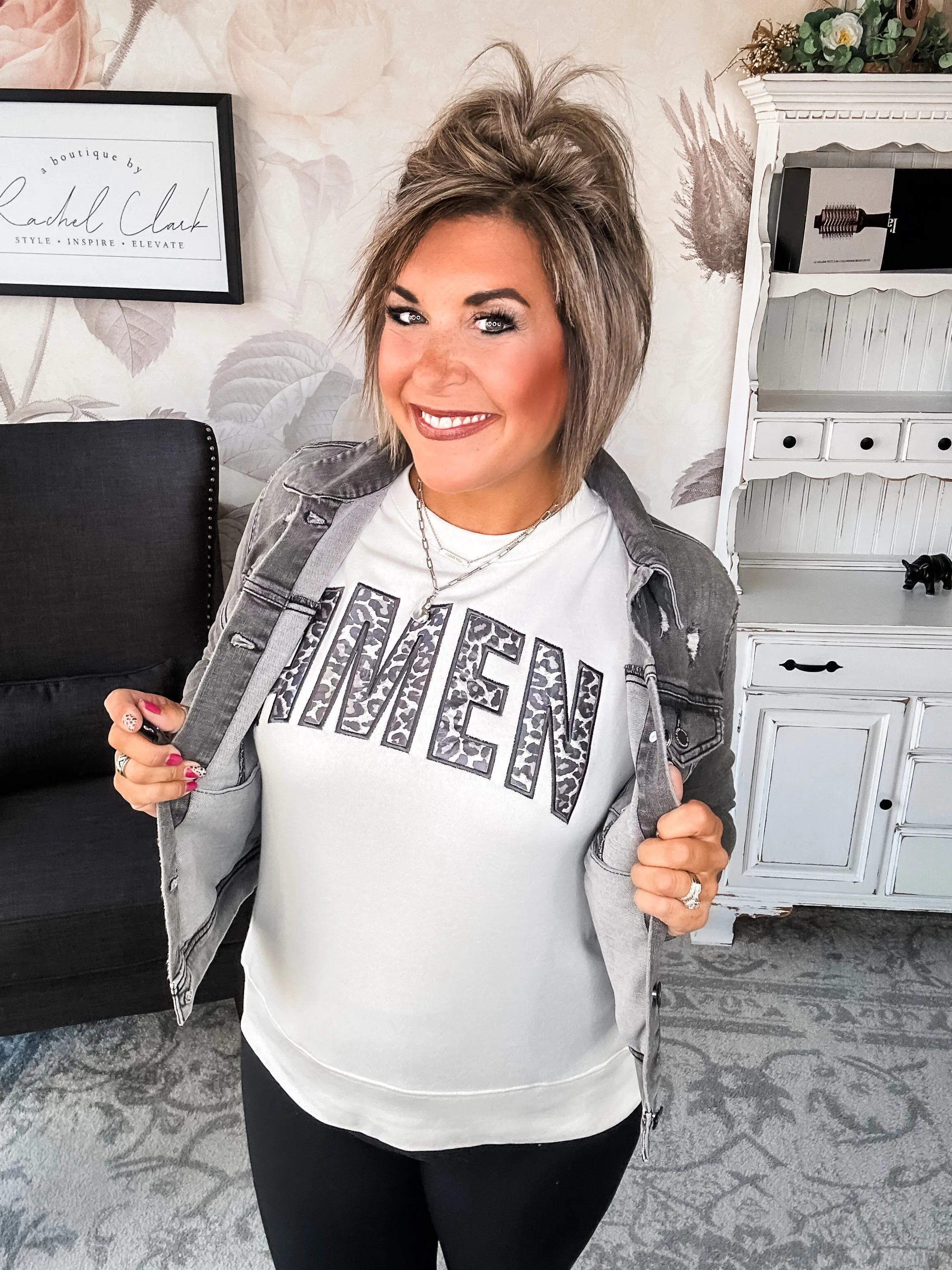 Amen Leopard Applique Sweatshirt