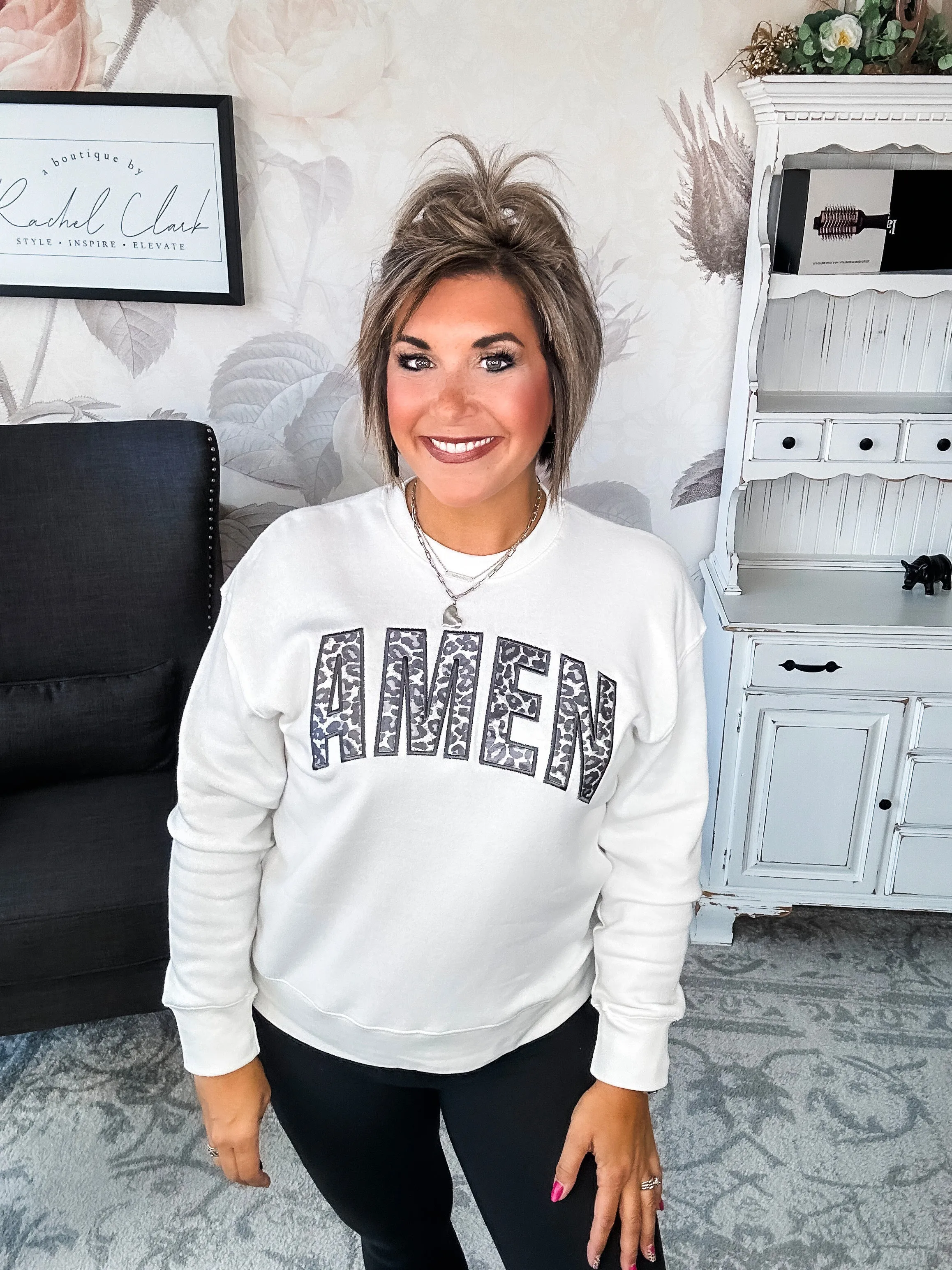 Amen Leopard Applique Sweatshirt