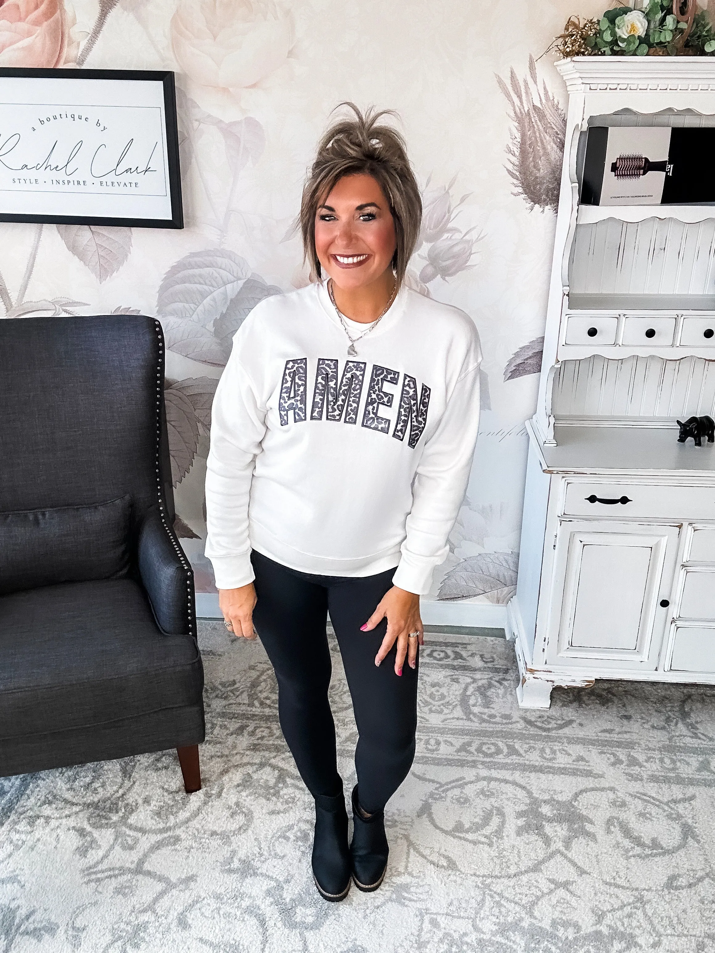 Amen Leopard Applique Sweatshirt