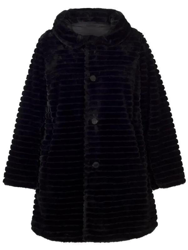 Black Faux Fur Lined Reversible Coat