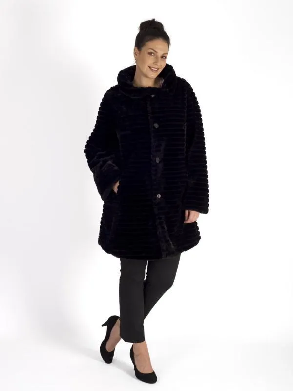 Black Faux Fur Lined Reversible Coat