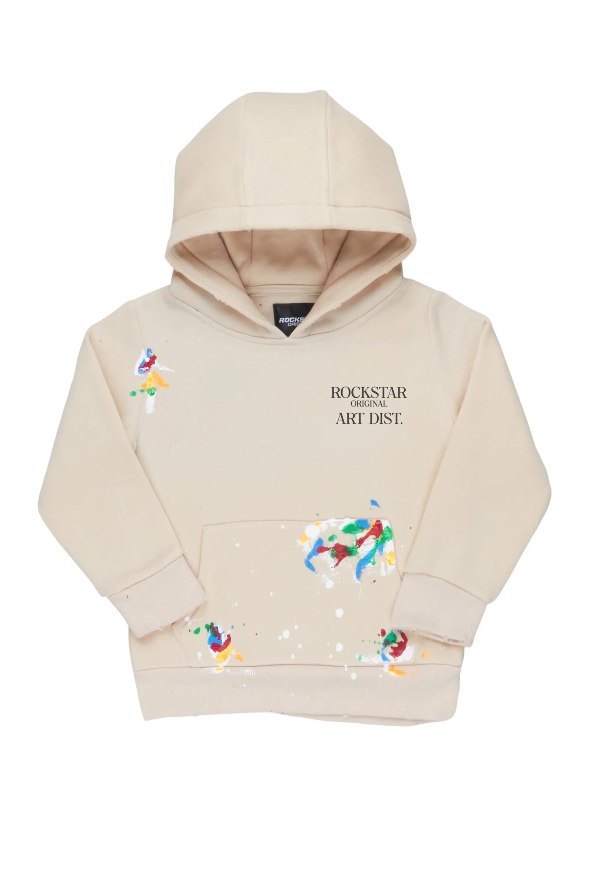 Boys Rockstar Art Dist. Beige Graphic Hoodie