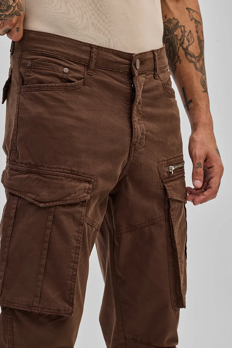 Brown Relaxed Fit Cargo Pants