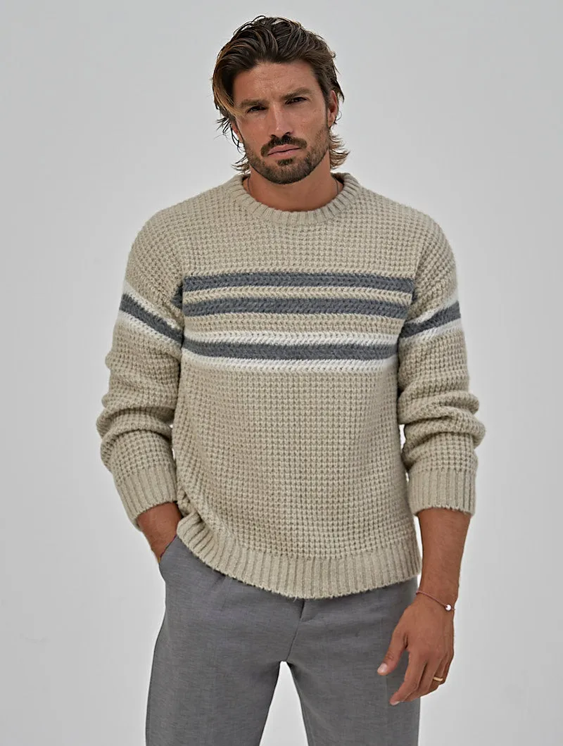 CALVIN CREWNECK SWEATER IN BEIGE