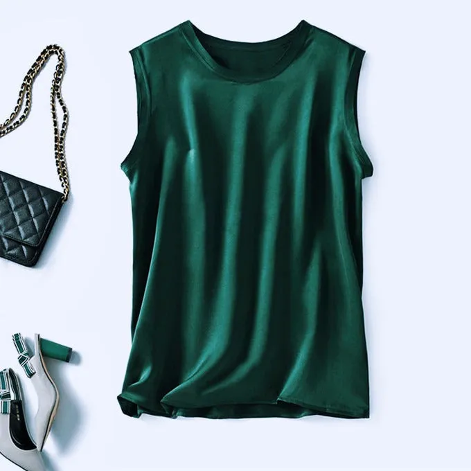 Easy Excellence Satin Crew Neck Tank Top