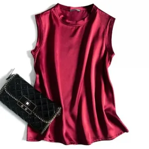 Easy Excellence Satin Crew Neck Tank Top