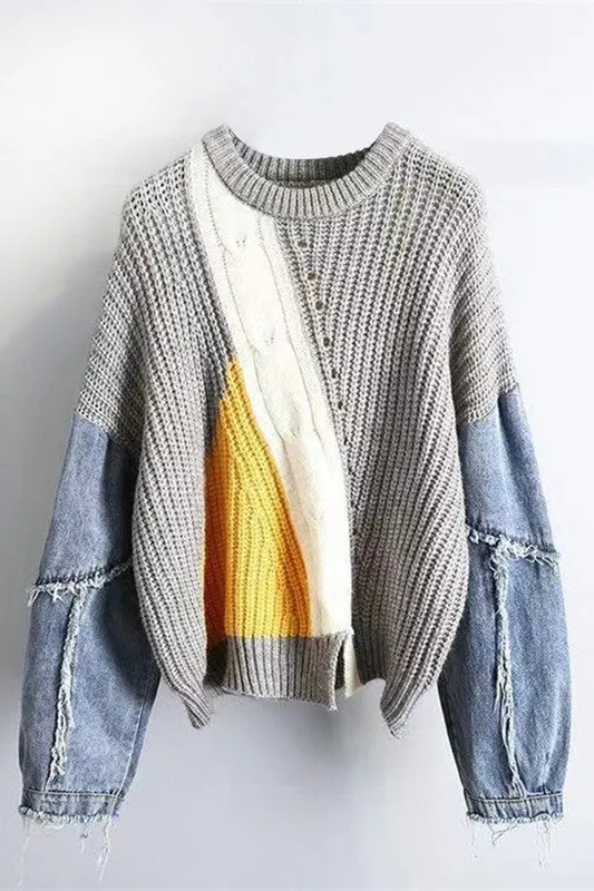 Easy Street Denim Sleeve Sweater