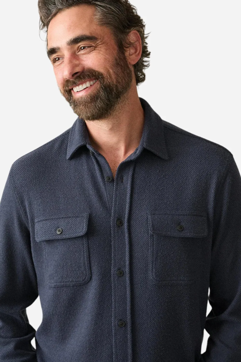 Faherty Legend Sweater Shirt Brighton Navy Twill