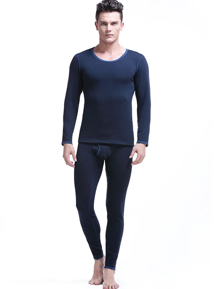 Fleece Lined Men's Thermal Underwear With Support Pouch