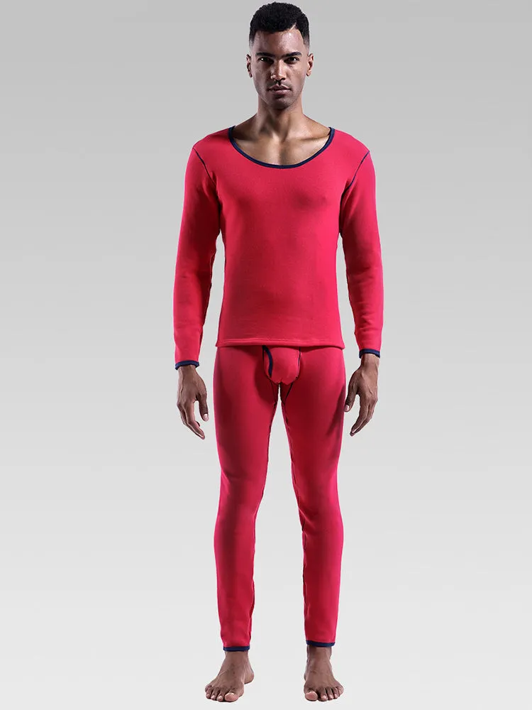 Fleece Lined Men's Thermal Underwear With Support Pouch