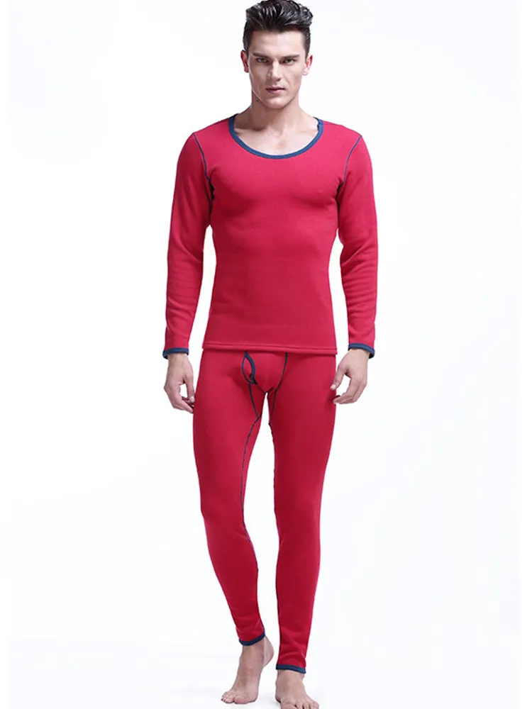 Fleece Lined Men's Thermal Underwear With Support Pouch