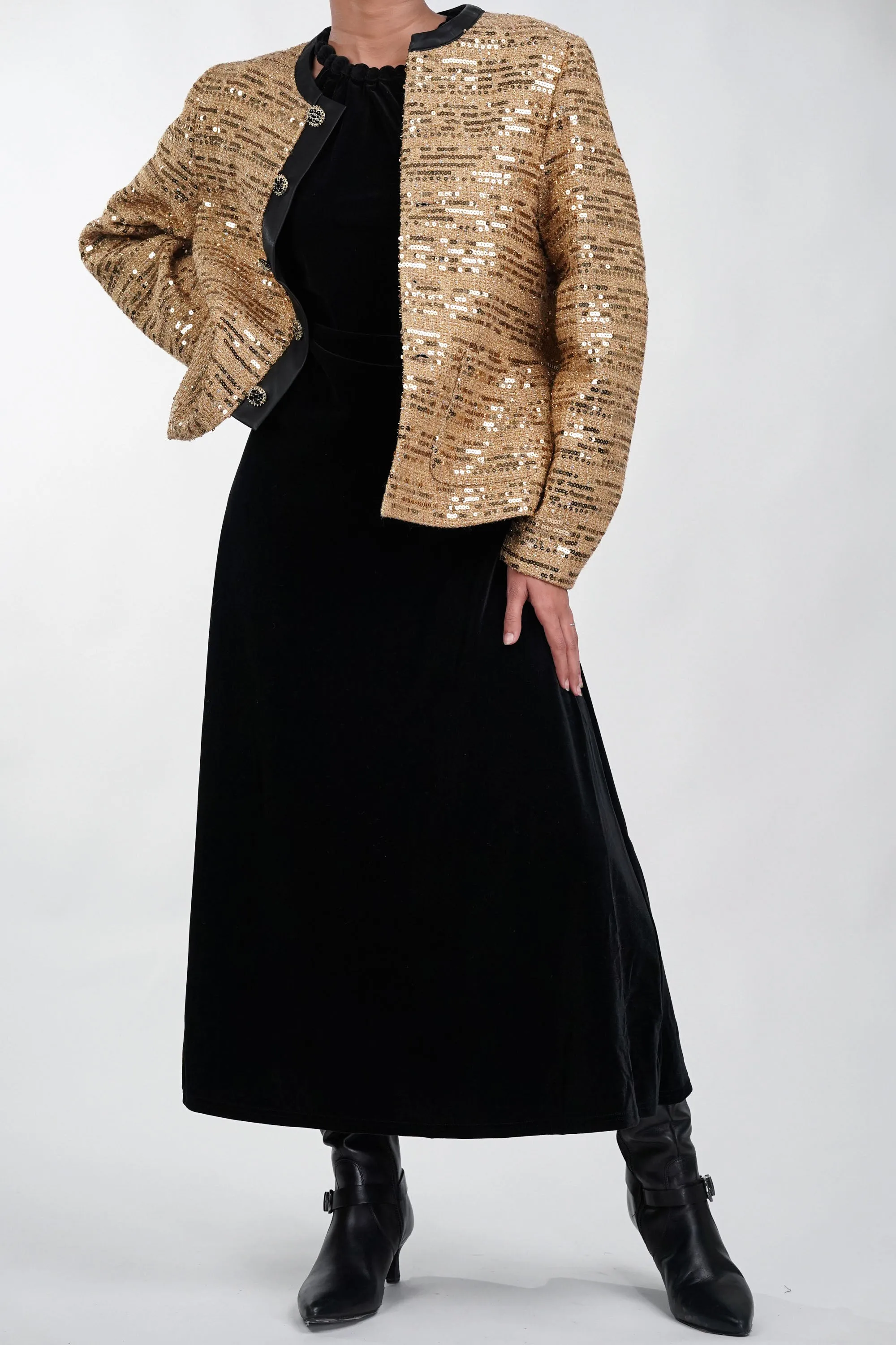 Golden Glimmer Sequined Blazer