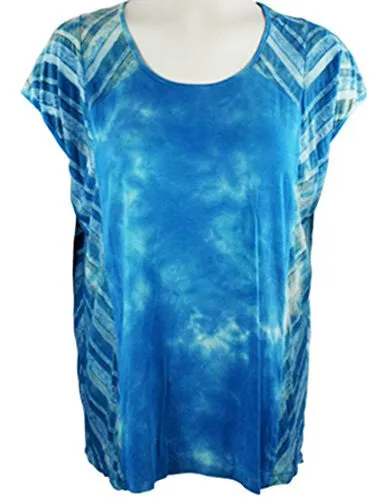 Gypsy Daisy - Striped Sides, Cap Sleeve, Scoop Neck Tie Dye Boxy Top