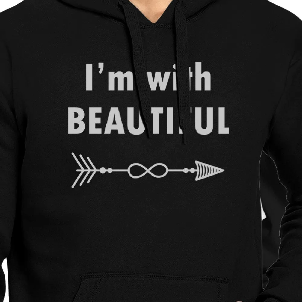 I'm With Beautiful And Handsome Matching Couple Black Hoodie