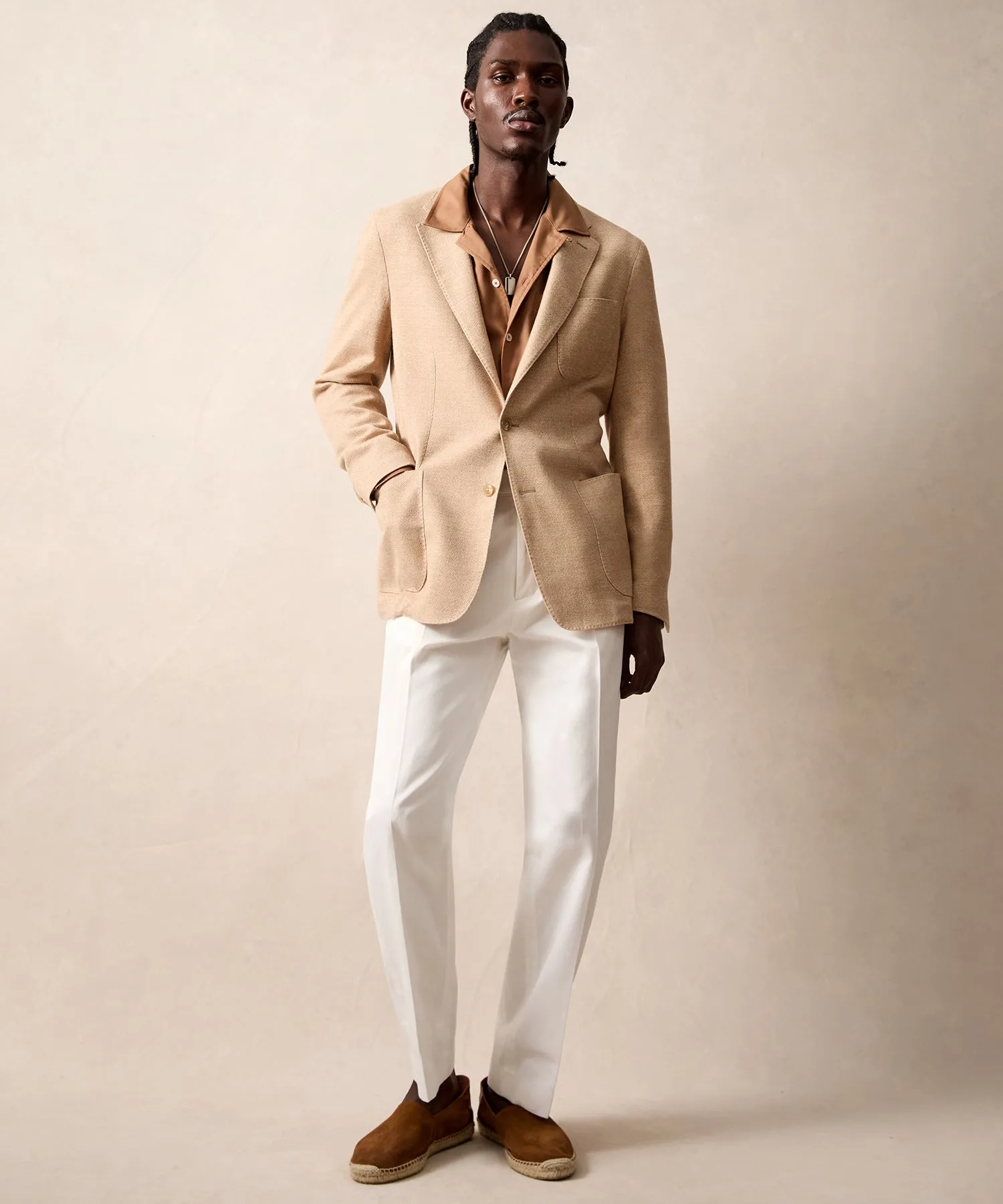 Italian Cotton Wool Sport Coat in Wheat