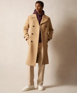 Italian Wool Double Breasted Officer Topcoat in Camel