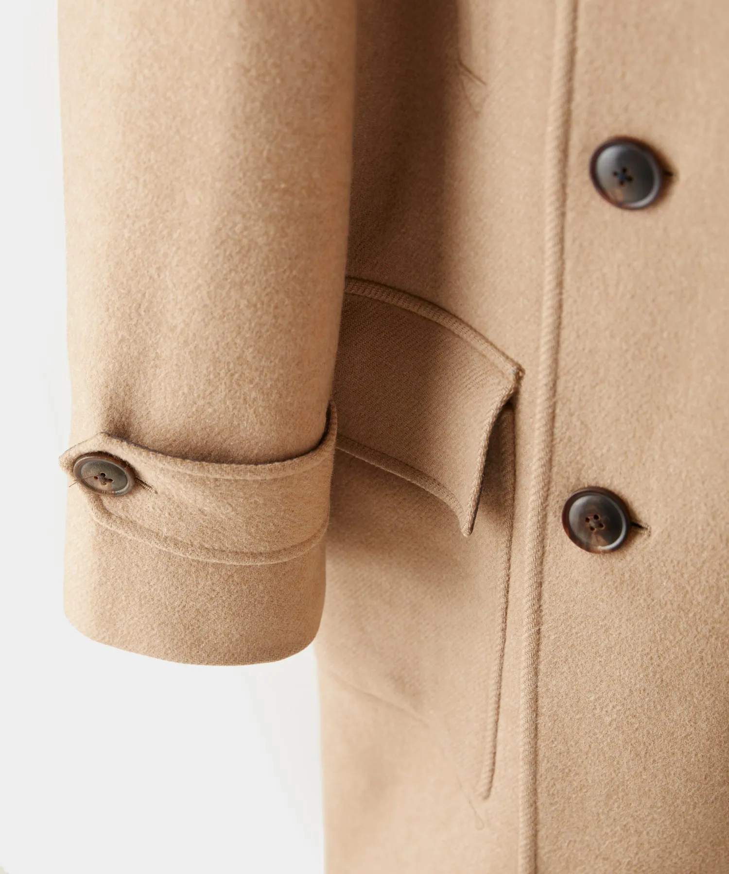 Italian Wool Double Breasted Officer Topcoat in Camel