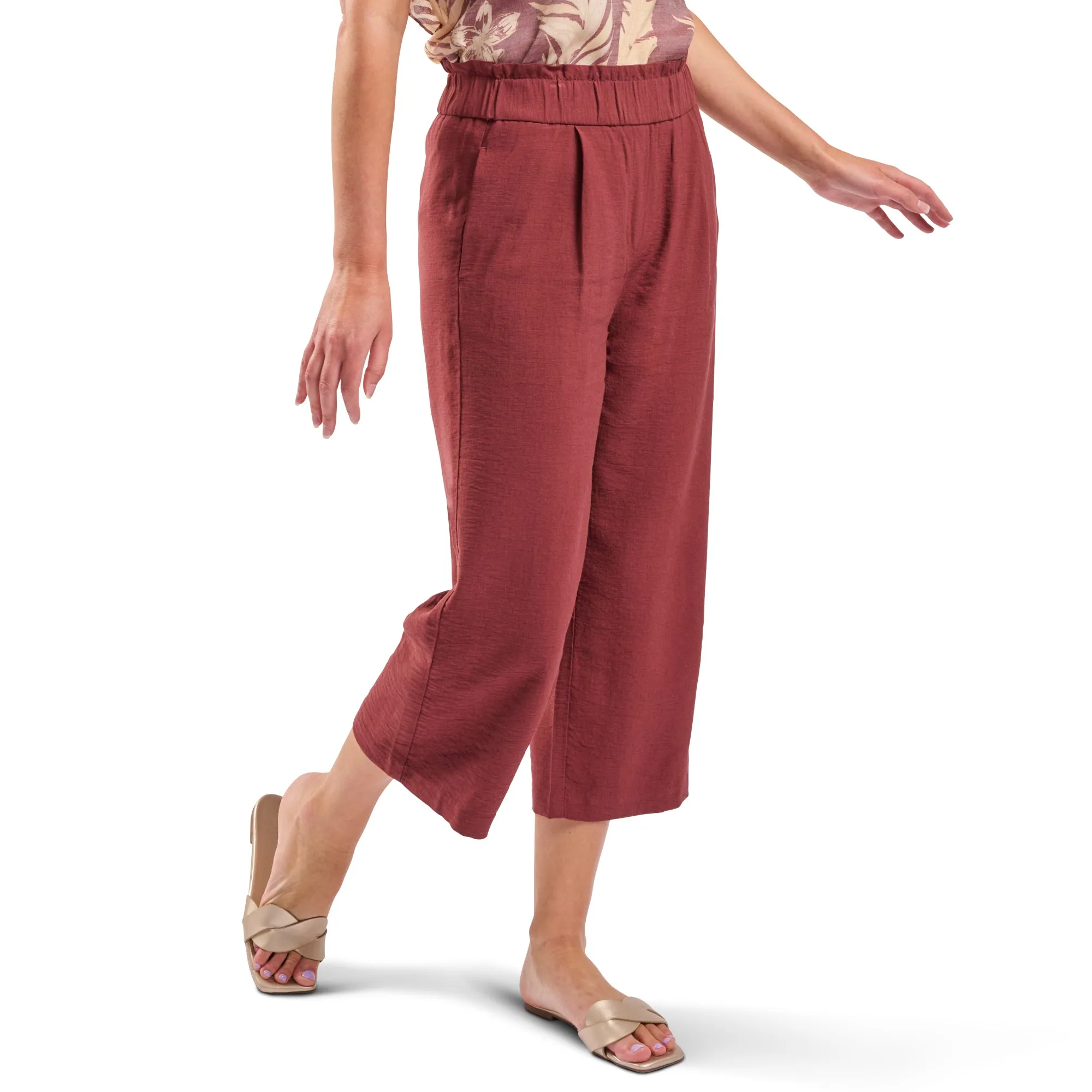 lily morgan Women's Exotic Silky Linen Crop Pants