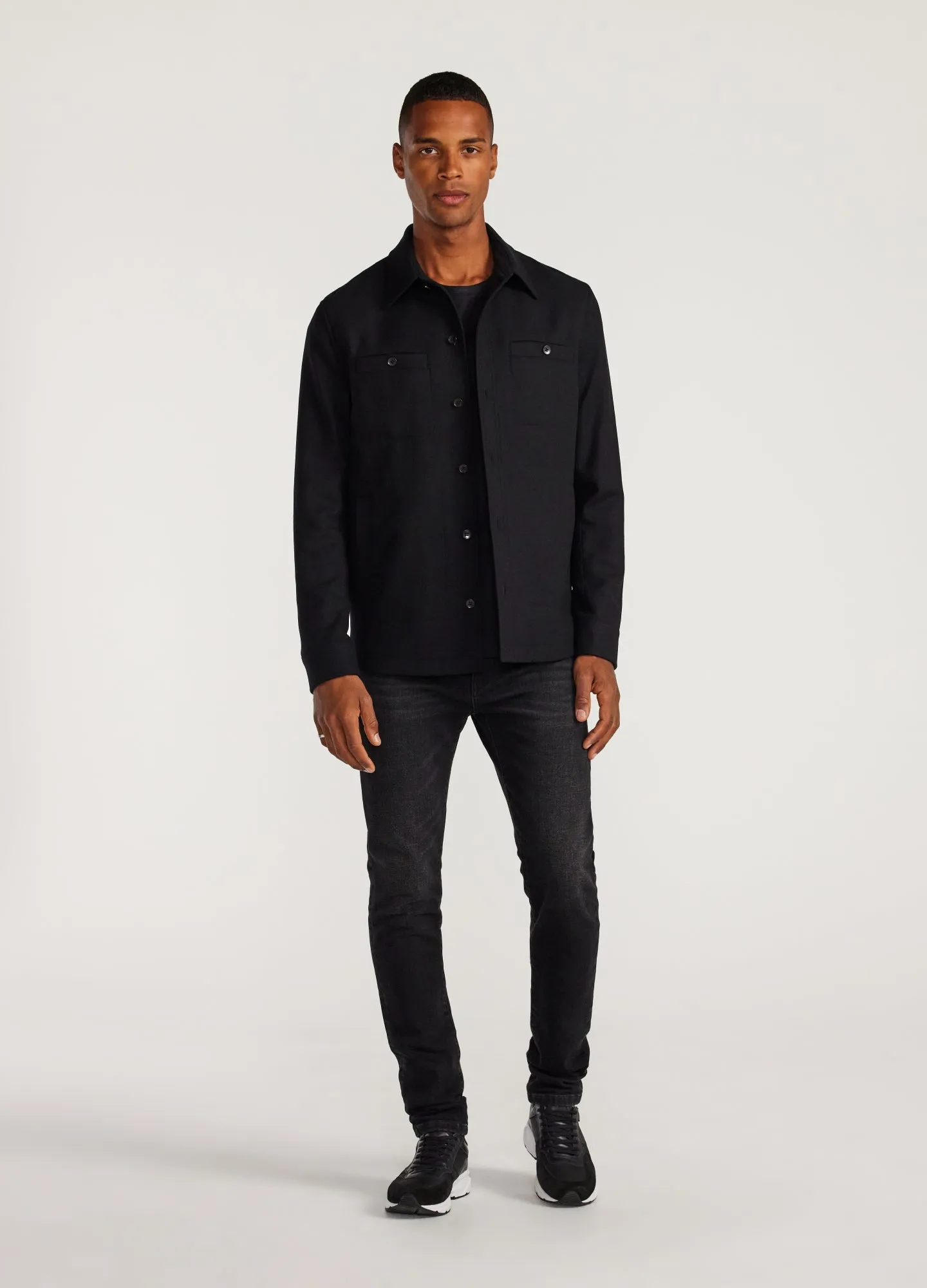 Lined Wool Shirt Jacket Black