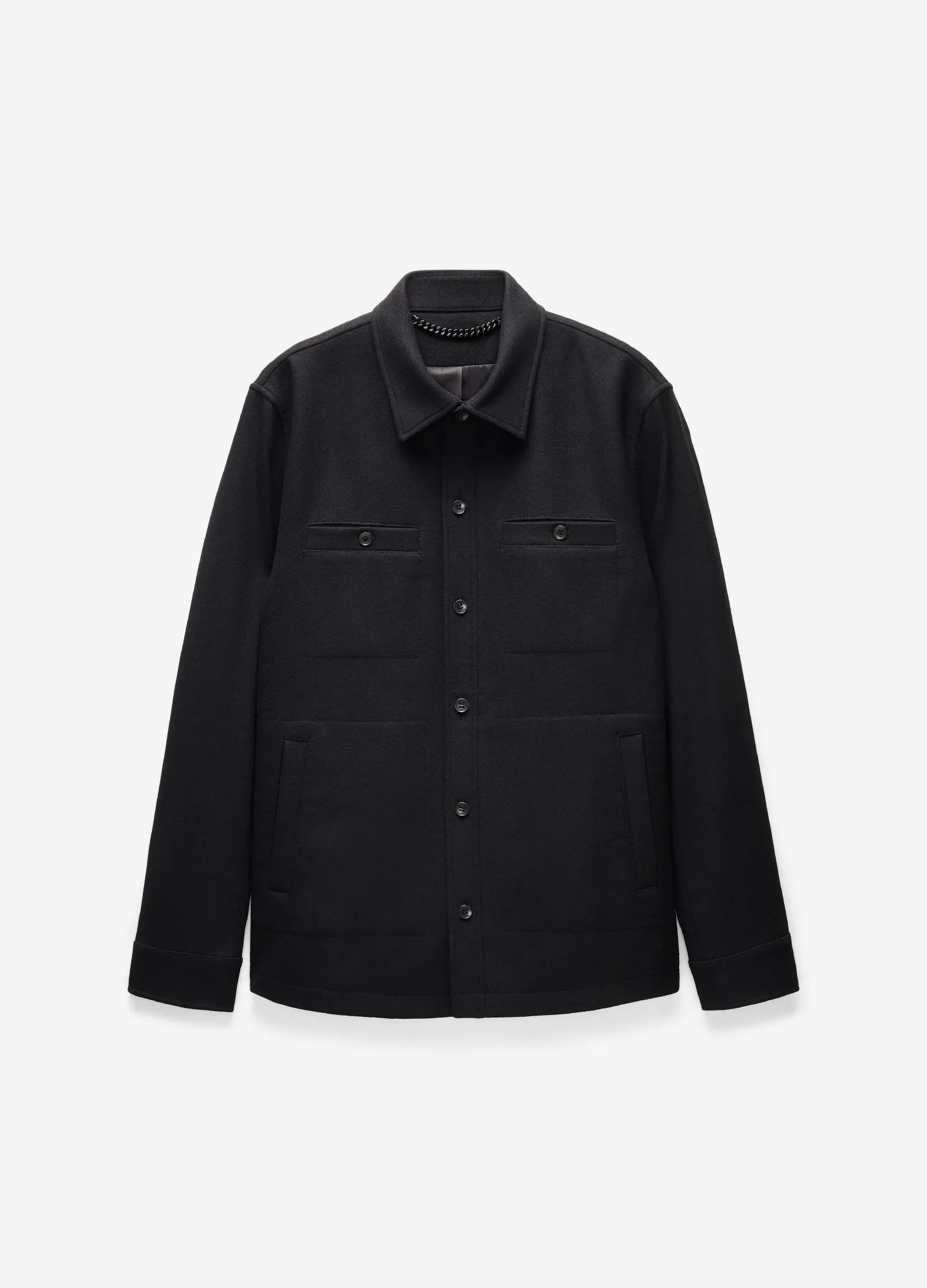 Lined Wool Shirt Jacket Black