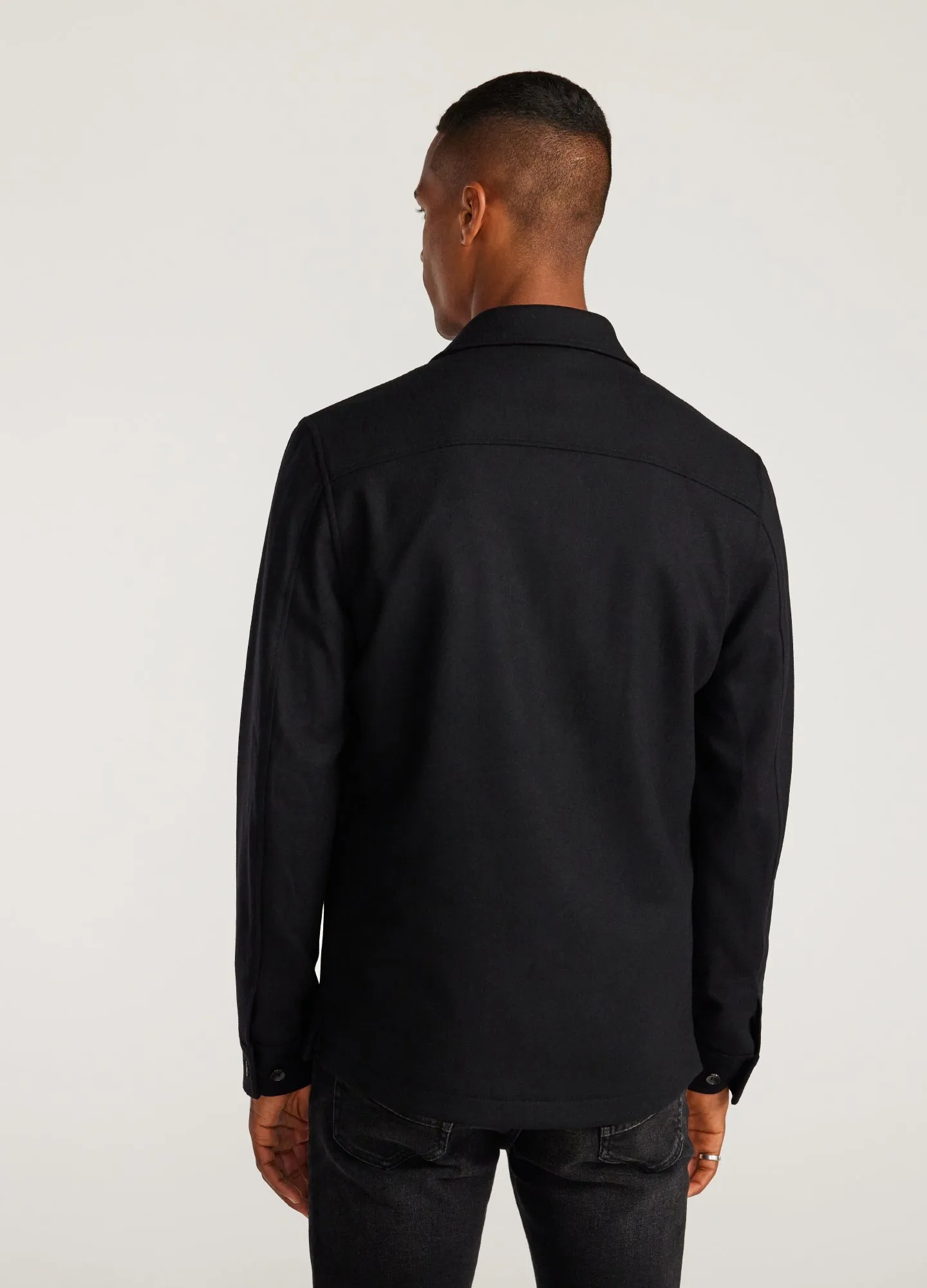 Lined Wool Shirt Jacket Black