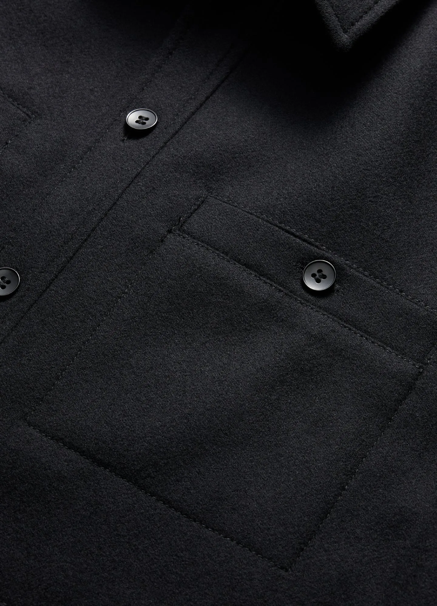 Lined Wool Shirt Jacket Black