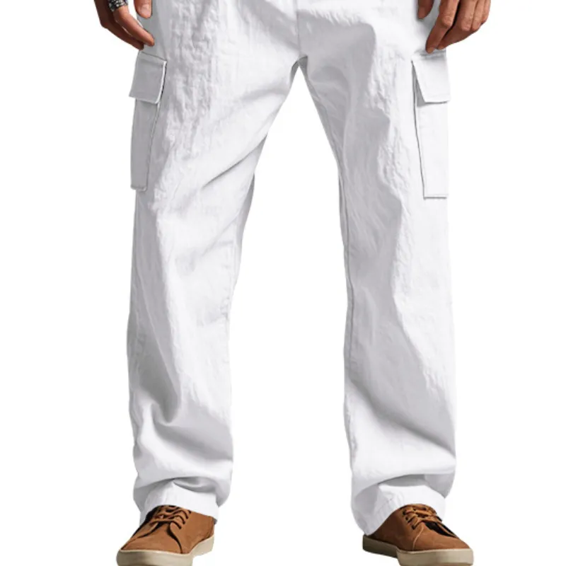 Men's Casual Loose Multi-Pocket Linen Pants 45026572K