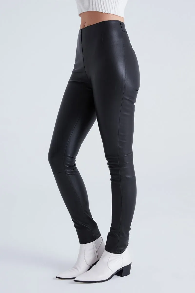 Mia Women's Leather Stretch Leggings - Black