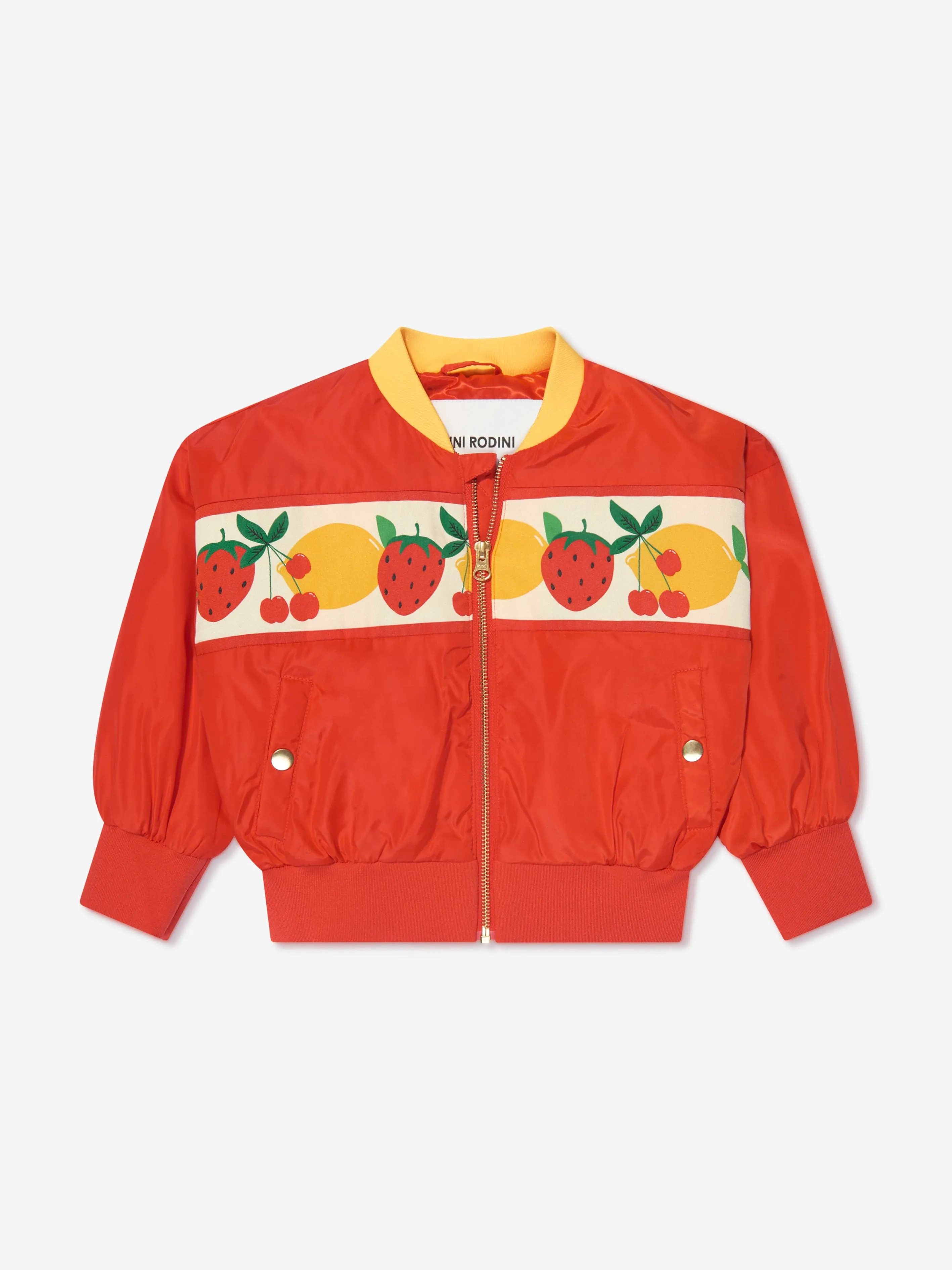 Mini Rodini Girls Fruits Baseball Jacket in Red