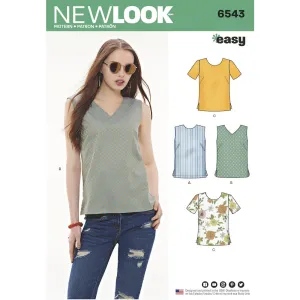 Newlook Pattern 6543 Misses' Easy Tops