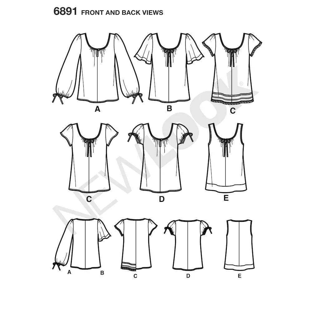 Newlook Pattern 6891 Misses Easy Pullover Tops