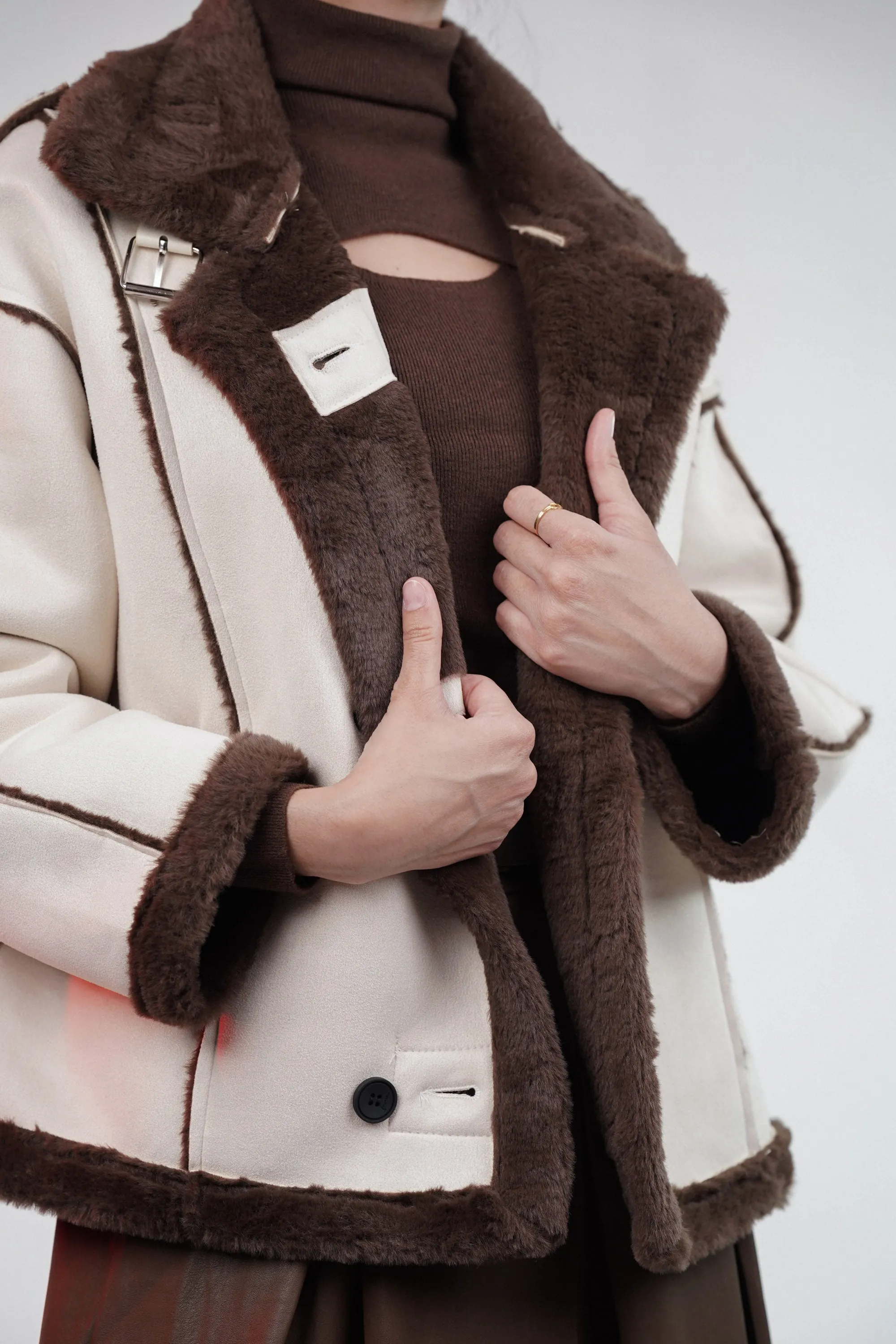 Oat Silk Brown Fur Jacket