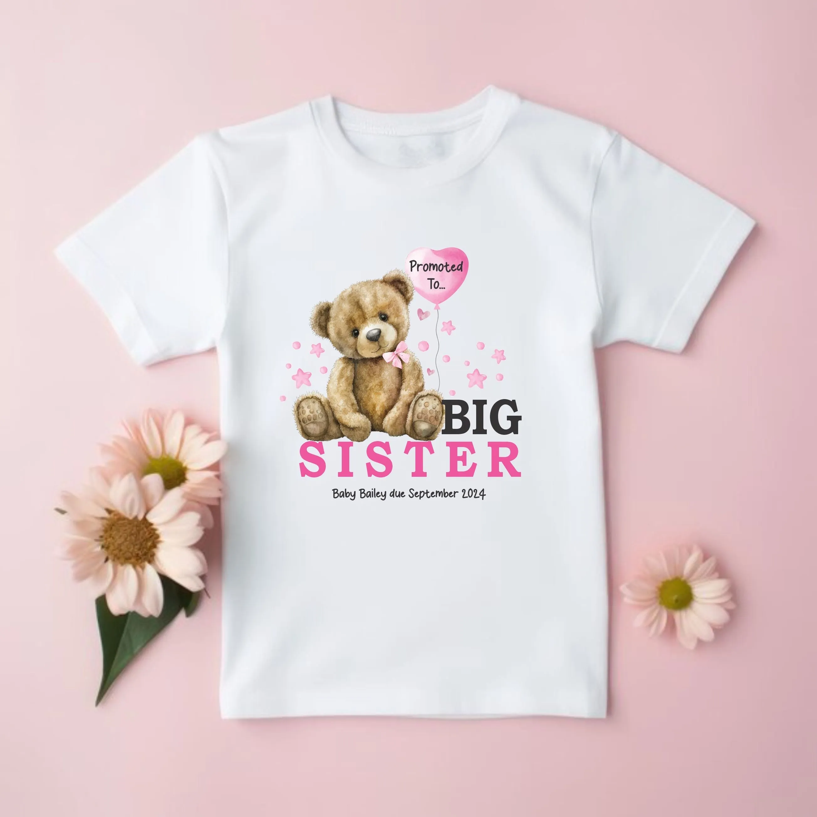 Personalised Big Sister, Big Brother announcement T-shirt, Vest or Rompersuit