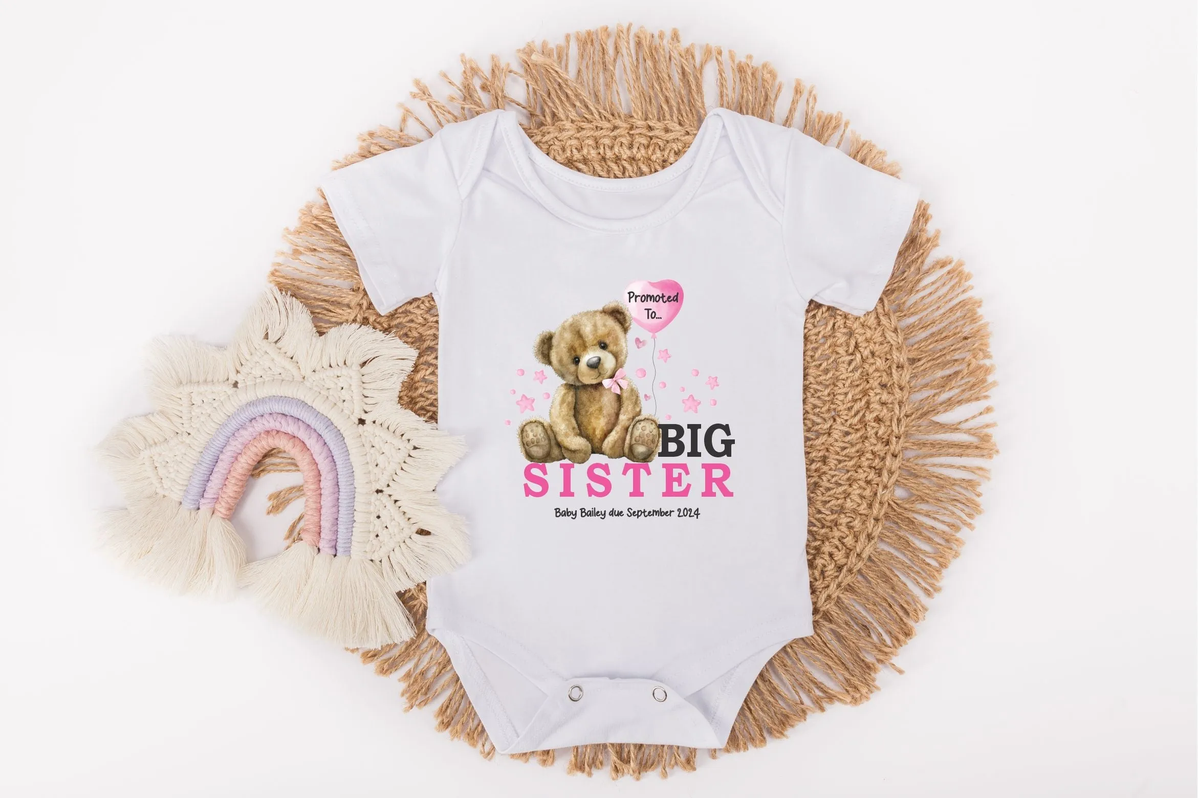 Personalised Big Sister, Big Brother announcement T-shirt, Vest or Rompersuit