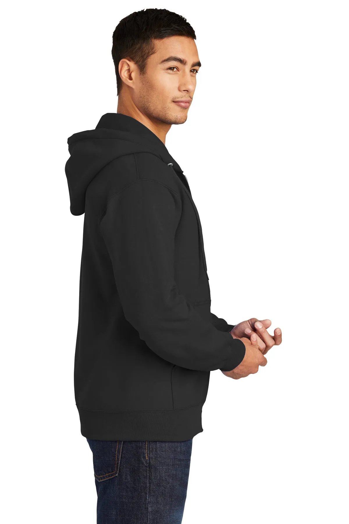 Port & Company Essential Fleece Customized Zip Hoodies, Jet Black