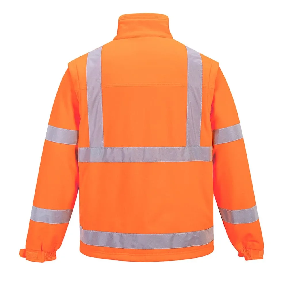 Portwest S428 Hi-Vis Softshell 3 in 1 Water Resistant Jacket Gilet Detachable Sleeves