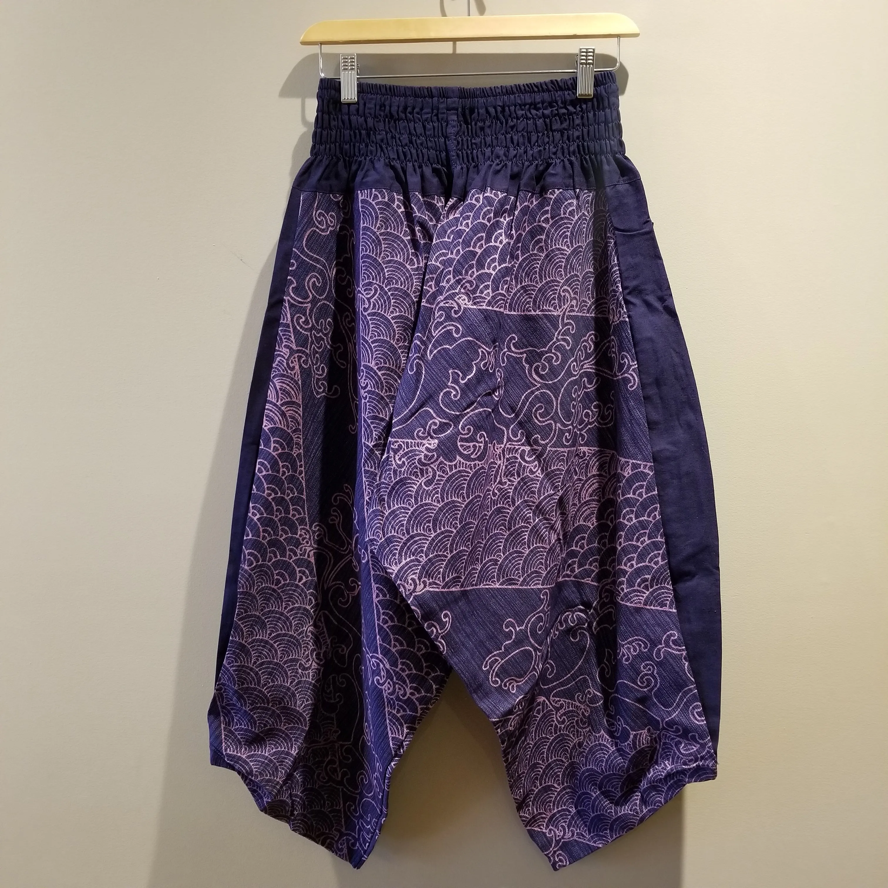 Purple Waves Elastic Waist Samurai Pants