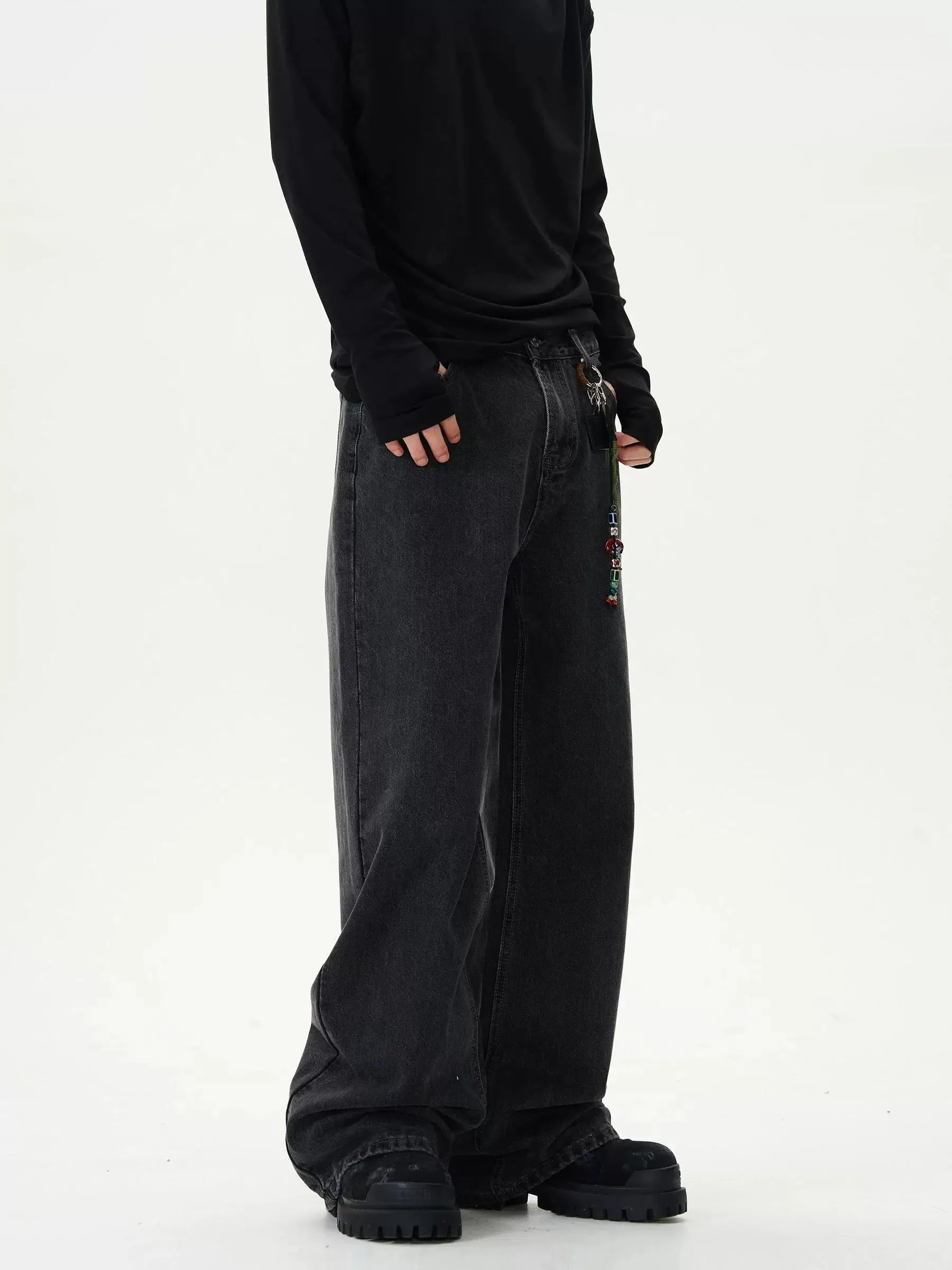 Relaxed Fit Flared Straight Pants