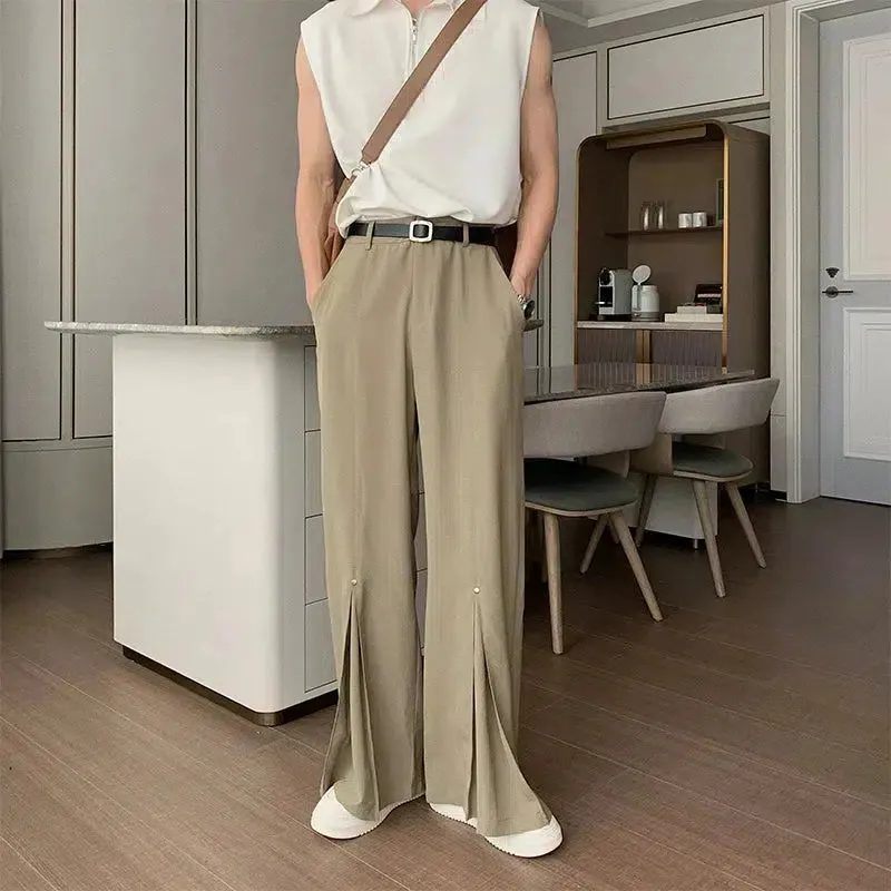 Relaxed Fit Split Hem Casual Pants