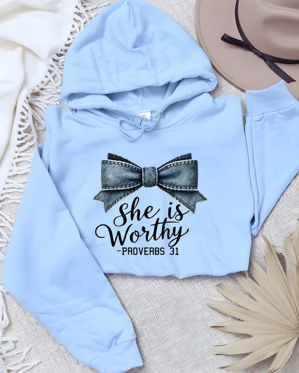 She is Worthy - Graphic Inspirational Hoodie