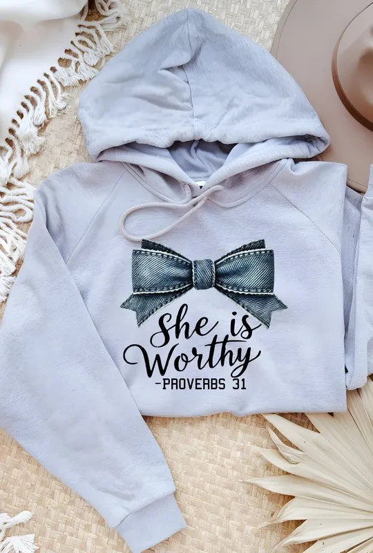 She is Worthy - Graphic Inspirational Hoodie