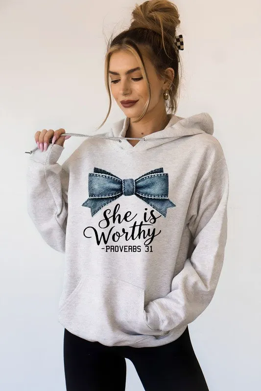 She is Worthy - Graphic Inspirational Hoodie