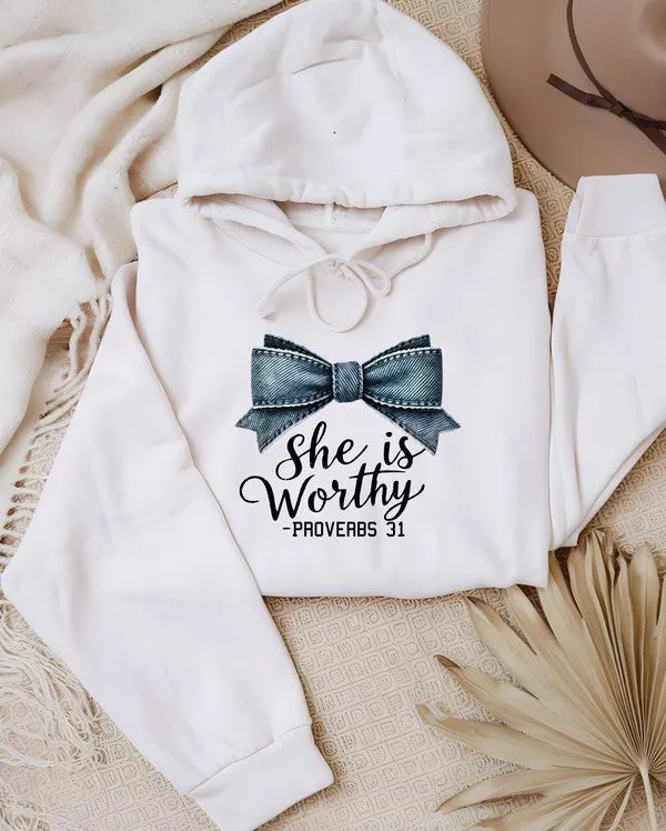 She is Worthy - Graphic Inspirational Hoodie